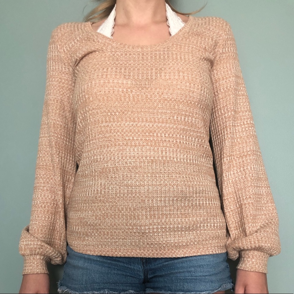 Orange-ish top w/ a bit of white from Express
